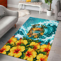 Personalized Hawaii 60th Birthday Eagle Area Rug Tropical Sunset Beach Hibiscus Ocean Wave
