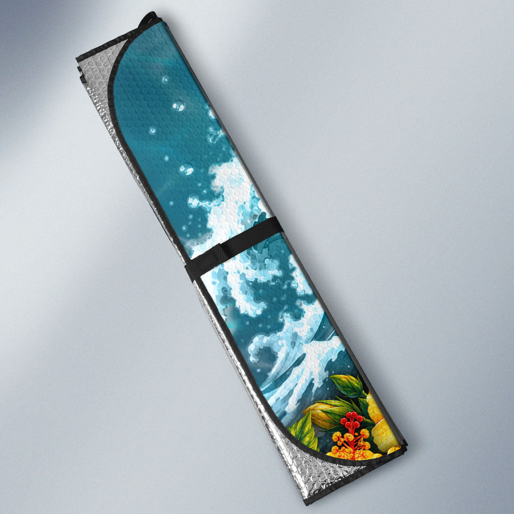 Personalized Hawaii 60th Birthday Eagle Auto Sun Shade Tropical Sunset Beach Hibiscus Ocean Wave
