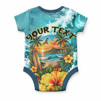 Personalized Hawaii 60th Birthday Eagle Baby Onesie Tropical Sunset Beach Hibiscus Ocean Wave