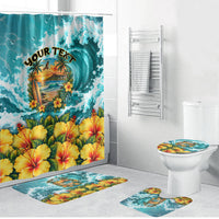 Personalized Hawaii 60th Birthday Eagle Bathroom Set Tropical Sunset Beach Hibiscus Ocean Wave