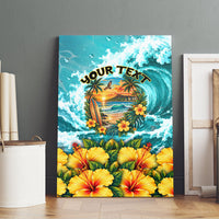 Personalized Hawaii 60th Birthday Eagle Canvas Wall Art Tropical Sunset Beach Hibiscus Ocean Wave