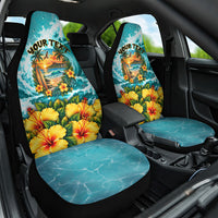 Personalized Hawaii 60th Birthday Eagle Car Seat Cover Tropical Sunset Beach Hibiscus Ocean Wave
