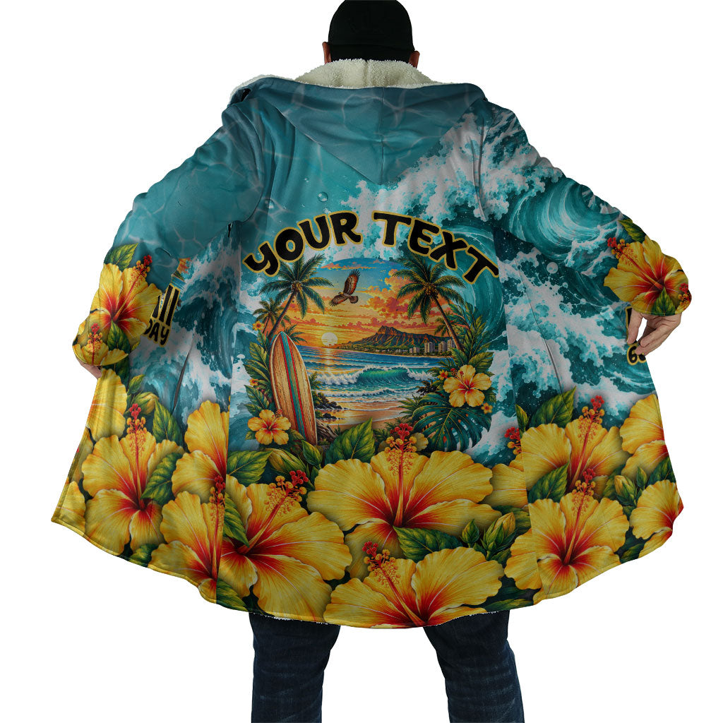 Personalized Hawaii 60th Birthday Eagle Cloak Tropical Sunset Beach Hibiscus Ocean Wave