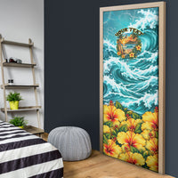 Personalized Hawaii 60th Birthday Eagle Door Cover Tropical Sunset Beach Hibiscus Ocean Wave