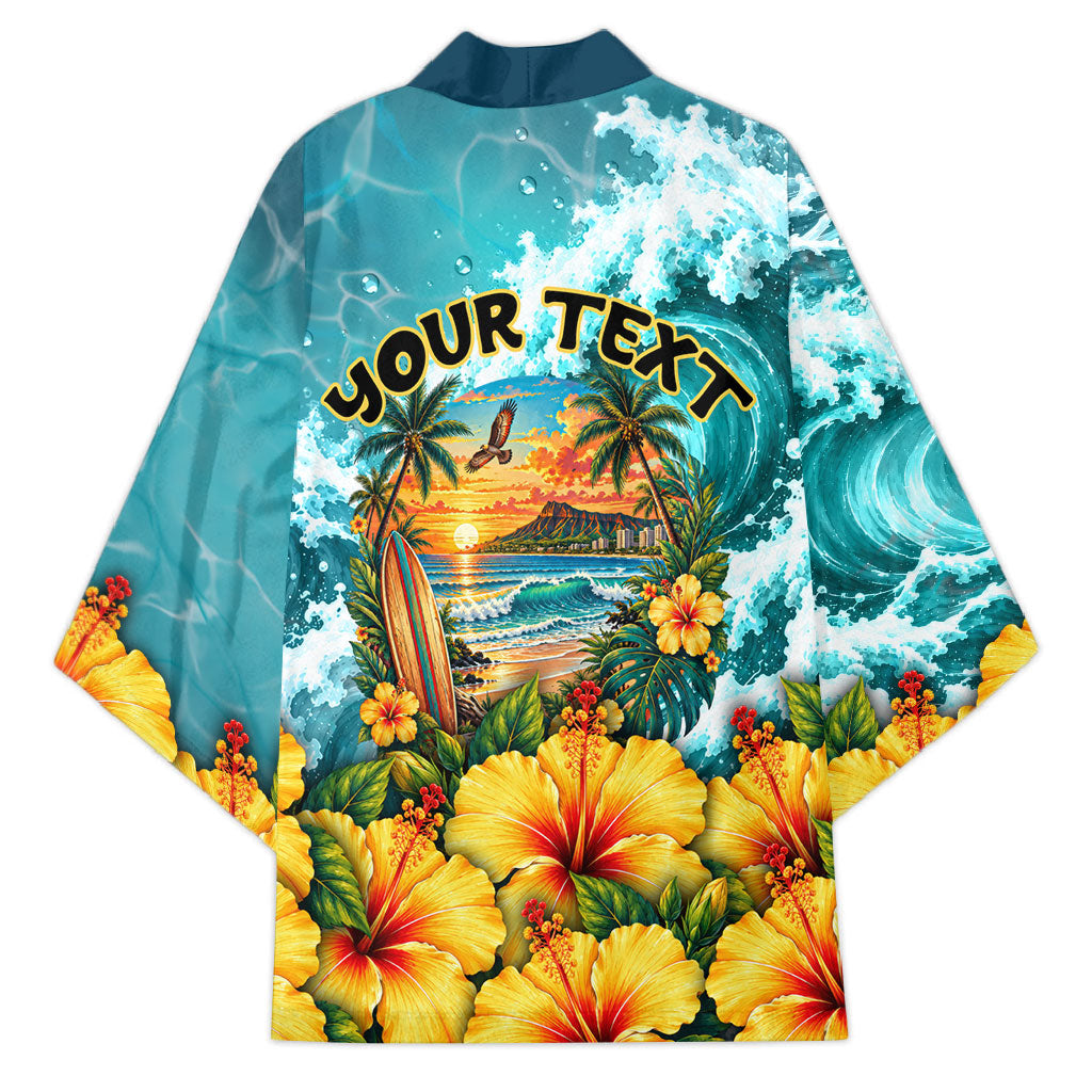 Personalized Hawaii 60th Birthday Eagle Kimono Tropical Sunset Beach Hibiscus Ocean Wave TS04 - Polynesian Pride