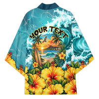 Personalized Hawaii 60th Birthday Eagle Kimono Tropical Sunset Beach Hibiscus Ocean Wave TS04 - Polynesian Pride