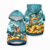 Personalized Hawaii 60th Birthday Eagle Pet Hoodie Tropical Sunset Beach Hibiscus Ocean Wave