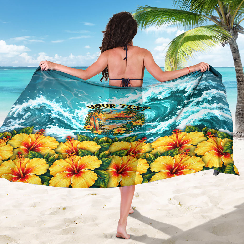 Personalized Hawaii 60th Birthday Eagle Sarong Tropical Sunset Beach Hibiscus Ocean Wave