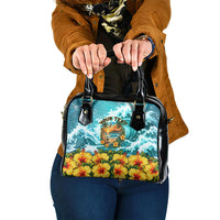 Personalized Hawaii 60th Birthday Eagle Shoulder Handbag Tropical Sunset Beach Hibiscus Ocean Wave
