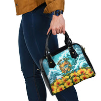 Personalized Hawaii 60th Birthday Eagle Shoulder Handbag Tropical Sunset Beach Hibiscus Ocean Wave