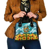 Personalized Hawaii 60th Birthday Eagle Shoulder Handbag Tropical Sunset Beach Hibiscus Ocean Wave