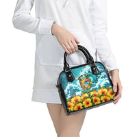 Personalized Hawaii 60th Birthday Eagle Shoulder Handbag Tropical Sunset Beach Hibiscus Ocean Wave