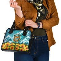 Personalized Hawaii 60th Birthday Eagle Shoulder Handbag Tropical Sunset Beach Hibiscus Ocean Wave