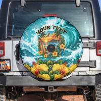Personalized Hawaii 60th Birthday Eagle Spare Tire Cover Tropical Sunset Beach Hibiscus Ocean Wave