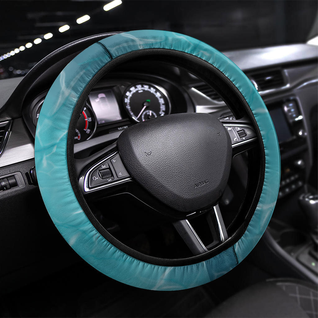 Hawaii 60th Birthday Eagle Steering Wheel Cover Tropical Sunset Beach Hibiscus Ocean Wave TS04 Universal Fit Blue Yellow - Polynesian Pride