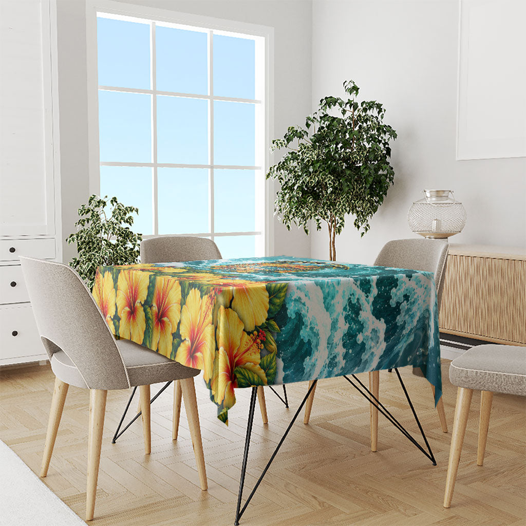 Personalized Hawaii 60th Birthday Eagle Tablecloth Tropical Sunset Beach Hibiscus Ocean Wave TS04 - Polynesian Pride