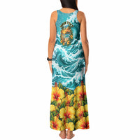 Personalized Hawaii 60th Birthday Eagle Tank Maxi Dress Tropical Sunset Beach Hibiscus Ocean Wave