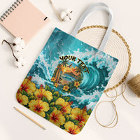 Personalized Hawaii 60th Birthday Eagle Tote Bag Tropical Sunset Beach Hibiscus Ocean Wave TS04 White Strap One Size Blue Yellow - Polynesian Pride