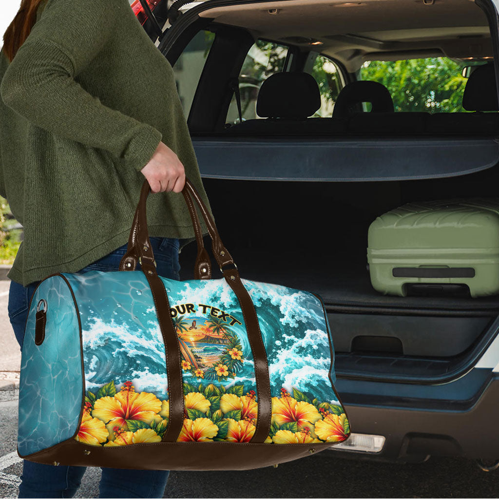 Personalized Hawaii 60th Birthday Eagle Travel Bag Tropical Sunset Beach Hibiscus Ocean Wave TS04 - Polynesian Pride