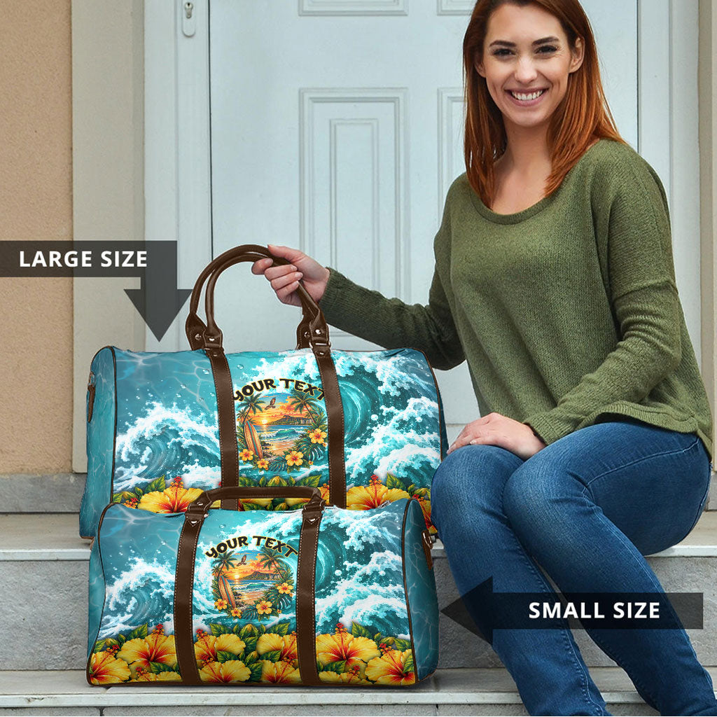 Personalized Hawaii 60th Birthday Eagle Travel Bag Tropical Sunset Beach Hibiscus Ocean Wave TS04 - Polynesian Pride