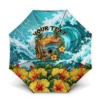 Personalized Hawaii 60th Birthday Eagle Umbrella Tropical Sunset Beach Hibiscus Ocean Wave