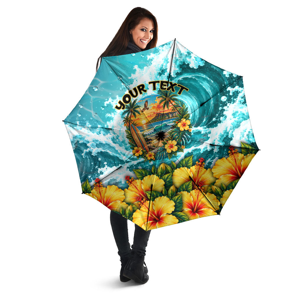 Personalized Hawaii 60th Birthday Eagle Umbrella Tropical Sunset Beach Hibiscus Ocean Wave