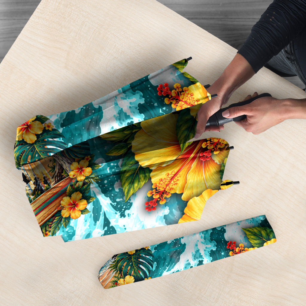Personalized Hawaii 60th Birthday Eagle Umbrella Tropical Sunset Beach Hibiscus Ocean Wave