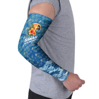 Personalized Hawaii 60th Birthday Sea Turtle Arm Sleeves Tropical Ocean Wave Floral Surfboard TS04 - Polynesian Pride