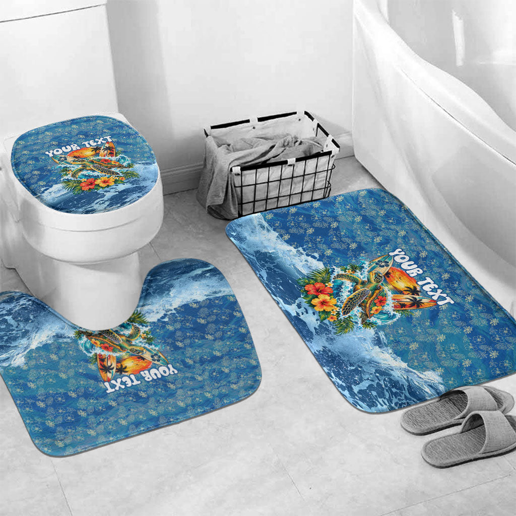 Personalized Hawaii 60th Birthday Sea Turtle Bathroom Set Tropical Ocean Wave Floral Surfboard