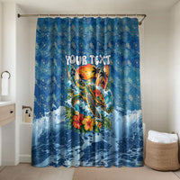 Personalized Hawaii 60th Birthday Sea Turtle Bathroom Set Tropical Ocean Wave Floral Surfboard