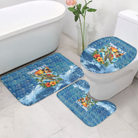 Personalized Hawaii 60th Birthday Sea Turtle Bathroom Set Tropical Ocean Wave Floral Surfboard