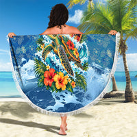 Personalized Hawaii 60th Birthday Sea Turtle Beach Blanket Tropical Ocean Wave Floral Surfboard