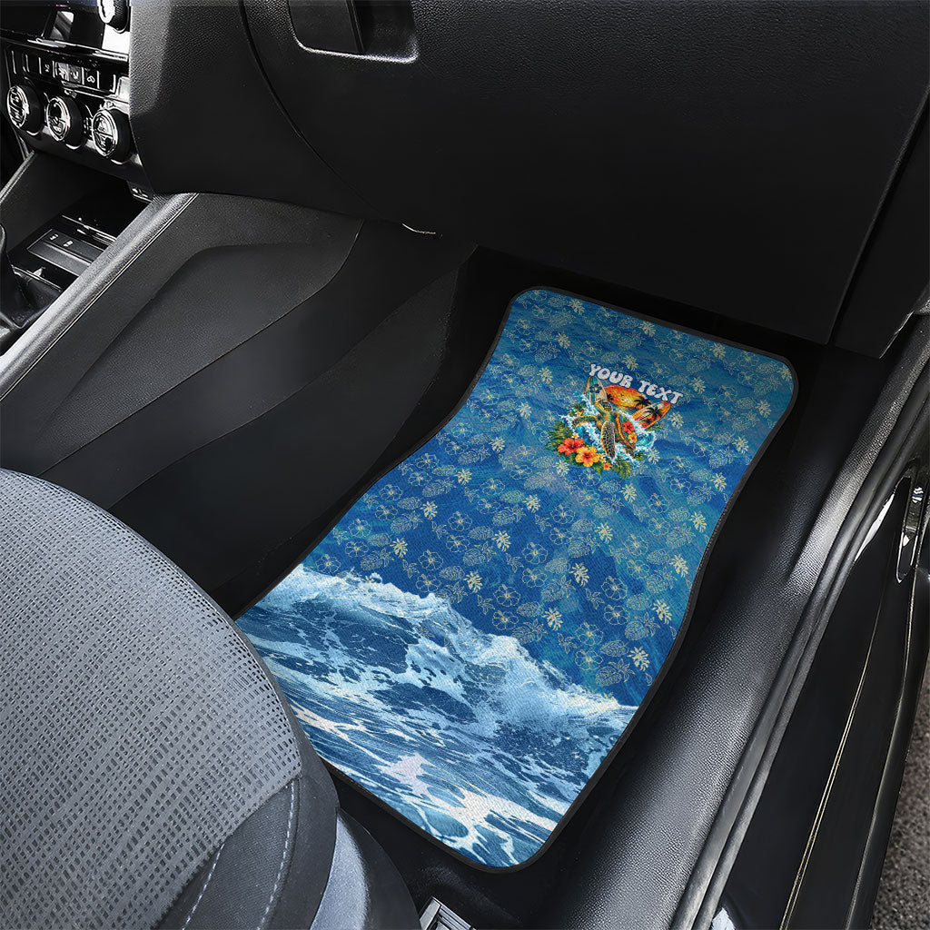 Personalized Hawaii 60th Birthday Sea Turtle Car Mats Tropical Ocean Wave Floral Surfboard TS04 - Polynesian Pride
