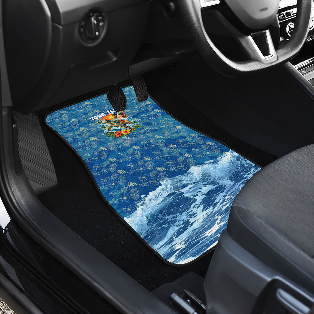 Personalized Hawaii 60th Birthday Sea Turtle Car Mats Tropical Ocean Wave Floral Surfboard TS04 - Polynesian Pride