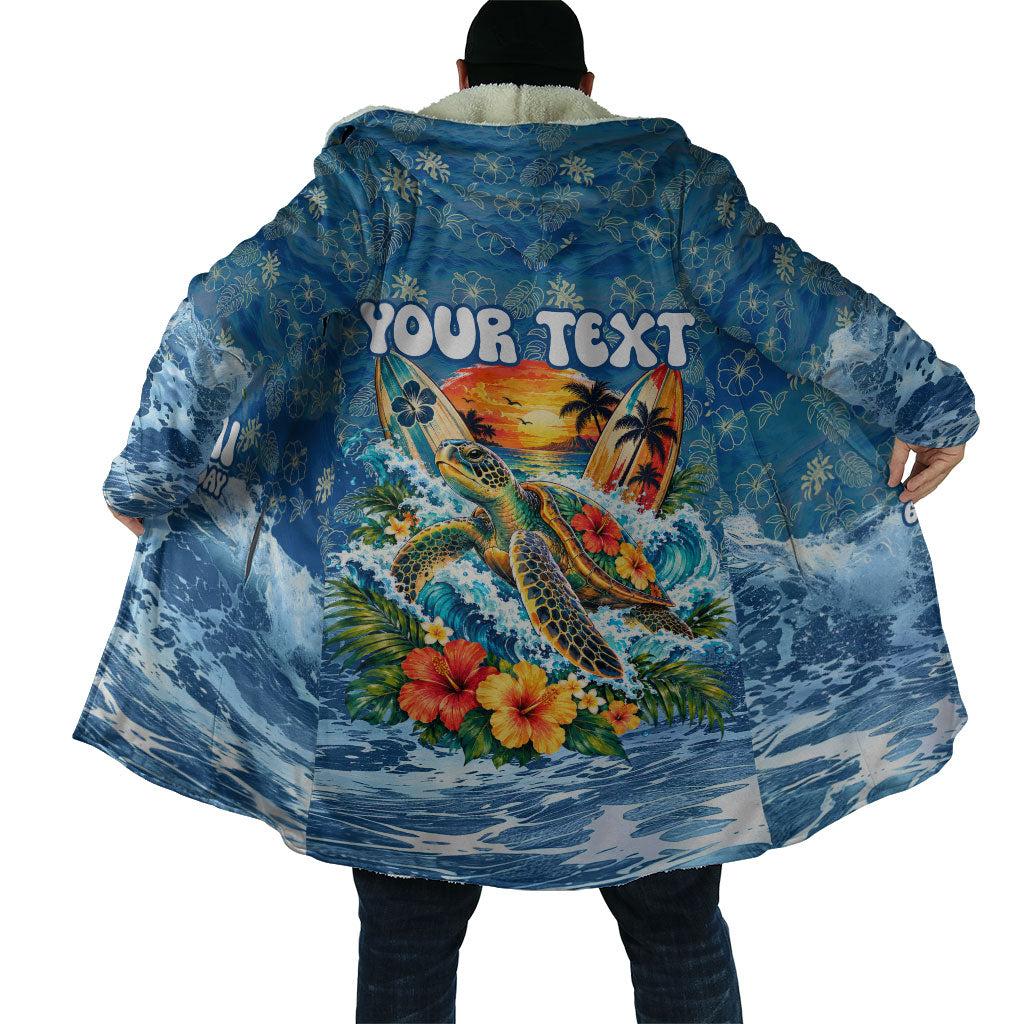 Personalized Hawaii 60th Birthday Sea Turtle Cloak Tropical Ocean Wave Floral Surfboard