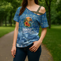 Personalized Hawaii 60th Birthday Sea Turtle Cross Shoulder Shirt Tropical Ocean Wave Floral Surfboard TS04 - Polynesian Pride