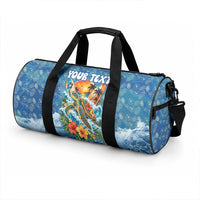 Personalized Hawaii 60th Birthday Sea Turtle Duffle Bag Tropical Ocean Wave Floral Surfboard
