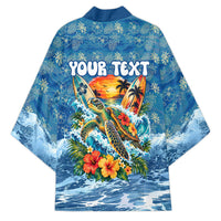 Personalized Hawaii 60th Birthday Sea Turtle Kimono Tropical Ocean Wave Floral Surfboard