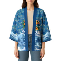 Personalized Hawaii 60th Birthday Sea Turtle Kimono Tropical Ocean Wave Floral Surfboard