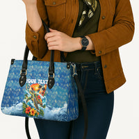 Personalized Hawaii 60th Birthday Sea Turtle Leather Bag Tropical Ocean Wave Floral Surfboard