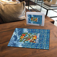 Personalized Hawaii 60th Birthday Sea Turtle Puzzle Tropical Ocean Wave Floral Surfboard TS04 - Polynesian Pride