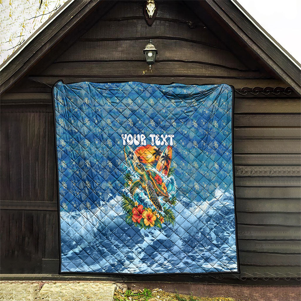 Personalized Hawaii 60th Birthday Sea Turtle Quilt Tropical Ocean Wave Floral Surfboard