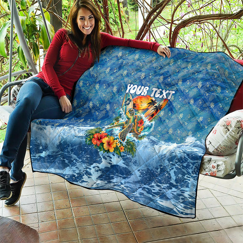 Personalized Hawaii 60th Birthday Sea Turtle Quilt Tropical Ocean Wave Floral Surfboard