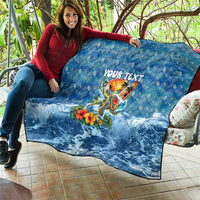Personalized Hawaii 60th Birthday Sea Turtle Quilt Tropical Ocean Wave Floral Surfboard