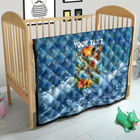 Personalized Hawaii 60th Birthday Sea Turtle Quilt Tropical Ocean Wave Floral Surfboard