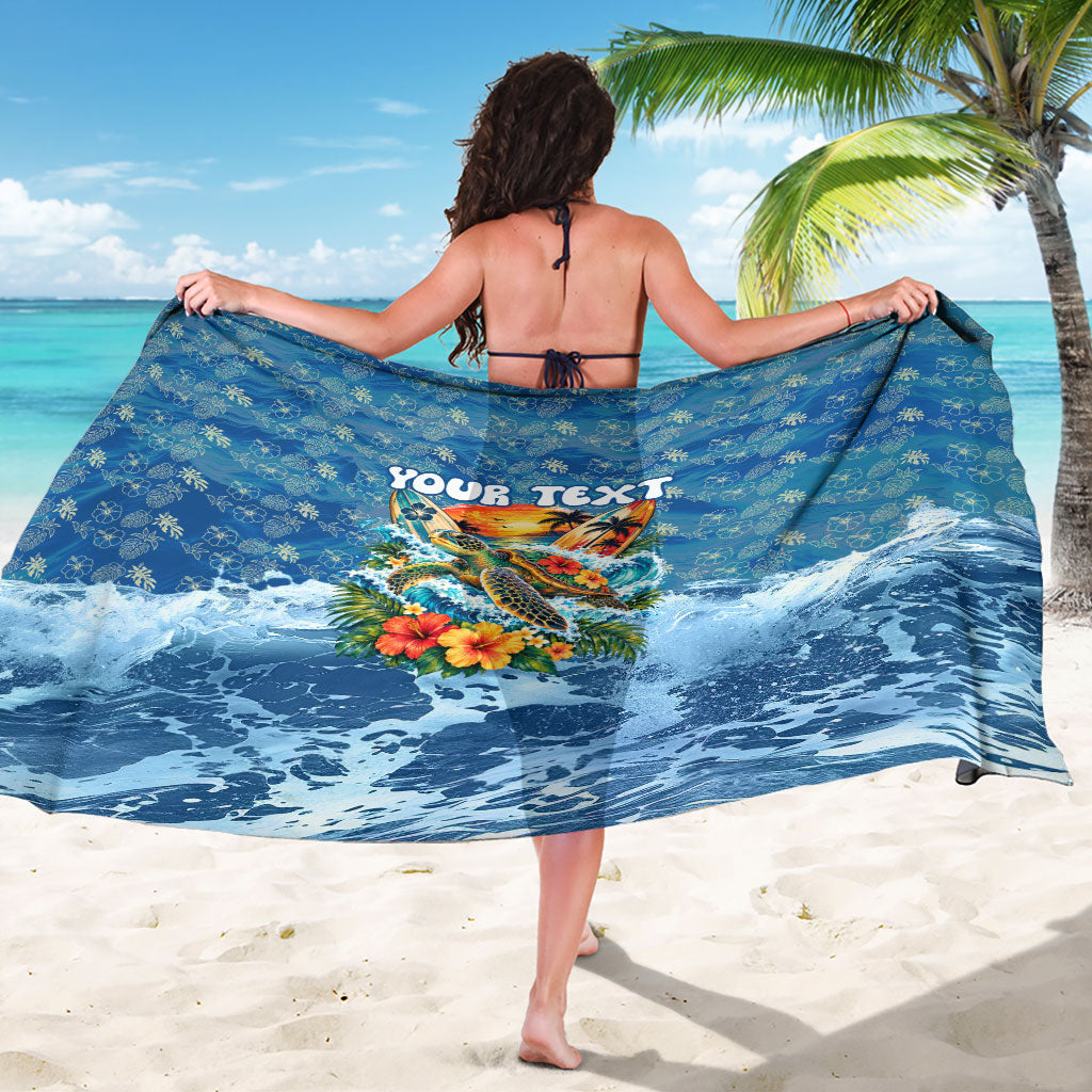 Personalized Hawaii 60th Birthday Sea Turtle Sarong Tropical Ocean Wave Floral Surfboard TS04 - Polynesian Pride