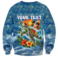 Personalized Hawaii 60th Birthday Sea Turtle Sweatshirt Tropical Ocean Wave Floral Surfboard TS04 - Polynesian Pride