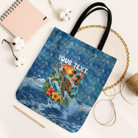 Personalized Hawaii 60th Birthday Sea Turtle Tote Bag Tropical Ocean Wave Floral Surfboard