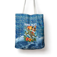 Personalized Hawaii 60th Birthday Sea Turtle Tote Bag Tropical Ocean Wave Floral Surfboard