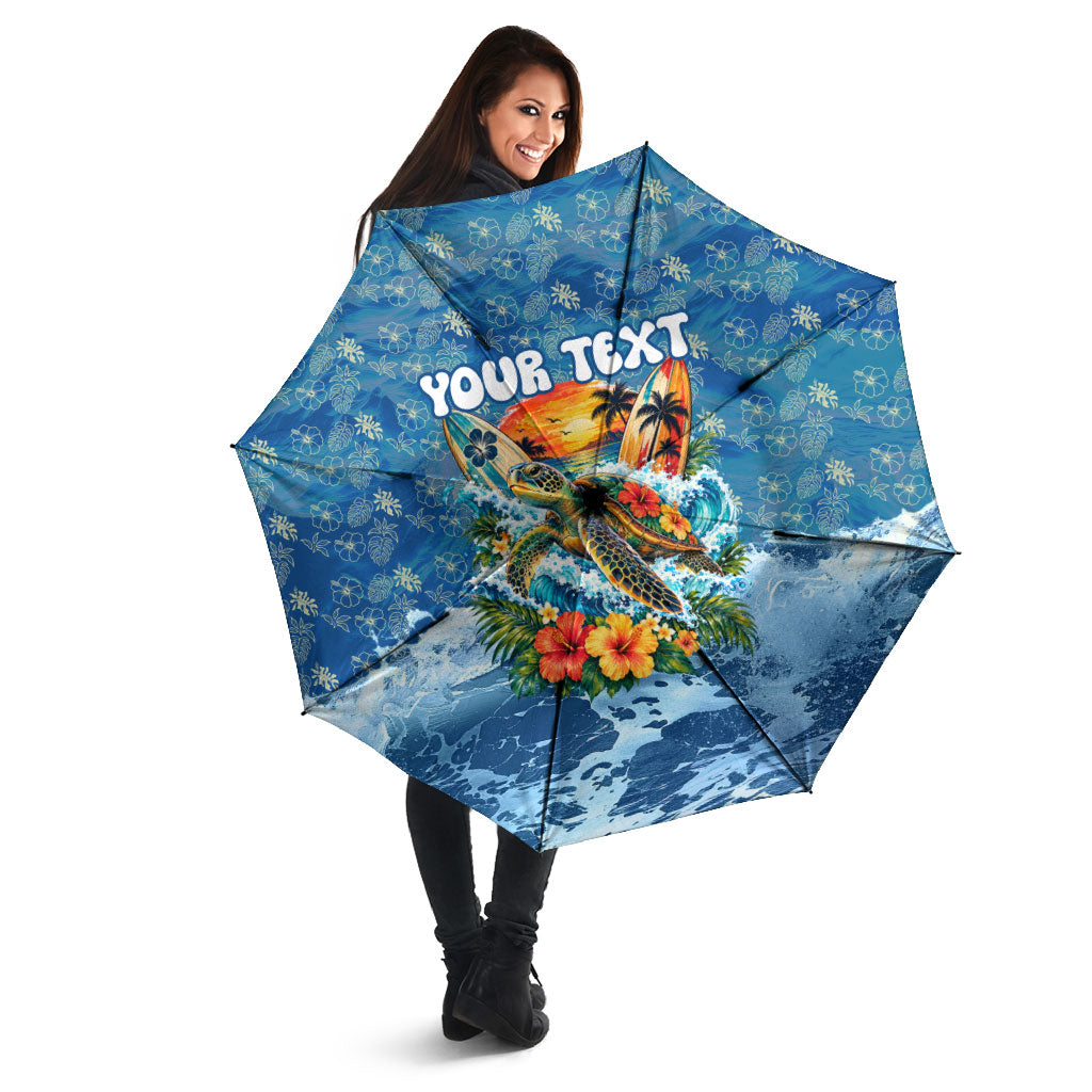Personalized Hawaii 60th Birthday Sea Turtle Umbrella Tropical Ocean Wave Floral Surfboard